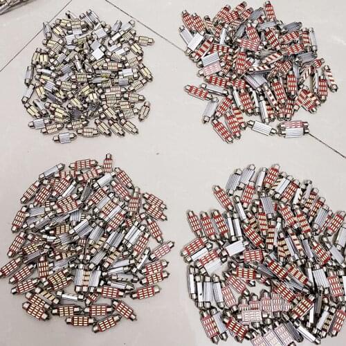 200PCS Festoon C5W CANBUS NO Error Auto Light 12 SMD 4014 LED 31mm 36mm 39mm 41mm Car Interior Dome Lamp Reading Bulb 24V 12V