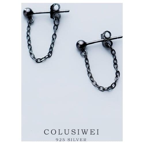 Colusiwei Trendy Light Beads Drop Earrings 3 Color 925 Sterling Silver Chain Dangle Earring for Women Korean Girl Gift Jewelry