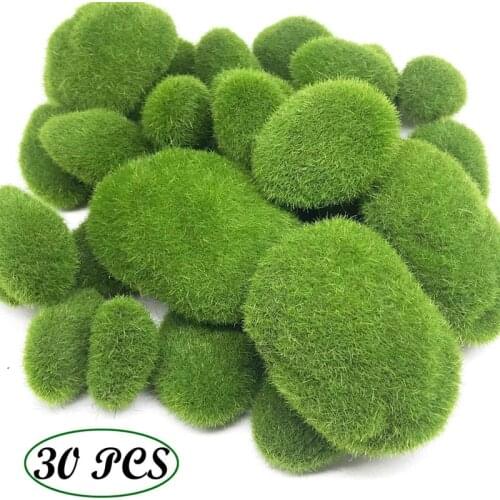 20PCS 3 Size Artificial Moss Rocks Decorative, Green Moss Balls,for Floral Arrangements Gardens and Crafting