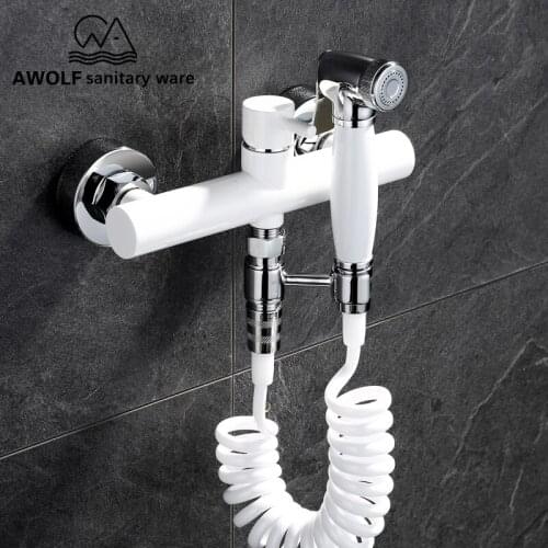 Toilet Bidet Sprayer Douched kit Wall Mounted Copper Shower Mixer Tap Bathroom Basin Faucet Hand Held Shattaf Shower Head AP2127