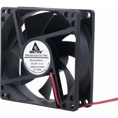 Gdstime 10 Pieces DC 24V 8cm 80mm Cooling Fan 80mmx80mmx25mm PC Case Brushless Motor Cooler 24 Volts 8025 Sleeve Two Wires