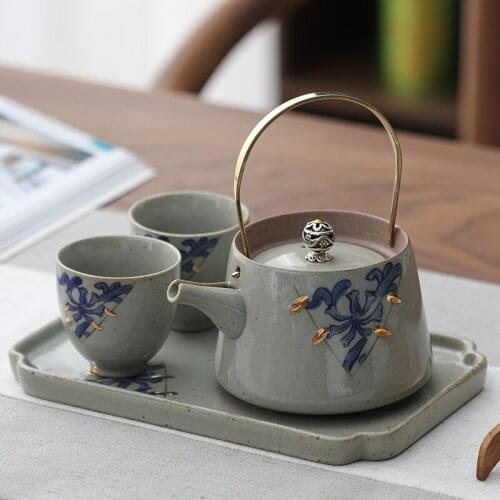 Chinese Ceramic Tea Set Kung Fu Office Cup Japanese Modern Tea Set Vintage Porcelain Minimalist Tetera Japonesa Teaware EF60CJ