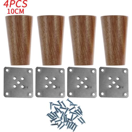 Wooden Furniture Stand Kit Cone Shape Table Chair Legs Sofa Cabinet Base Feet Anti Slip Foot Hardware with Mounting Plate Screws