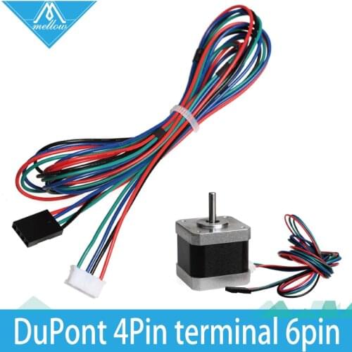 HOT!3D Printer Parts 10pcs/lot 1M DuPont line HX2.54 4pin to 6pin White Terminal Motor Connector cables for Stepper Motors