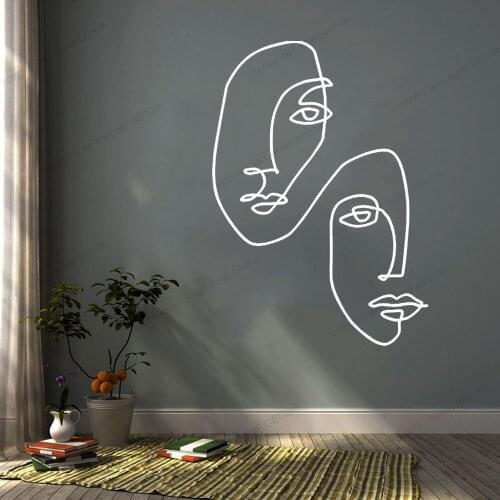 Face Line Draw Art Wall Sticker For Home Decor Living Room Fashion Wall Decals Valentines Removable Murals Wallpoof CX1538