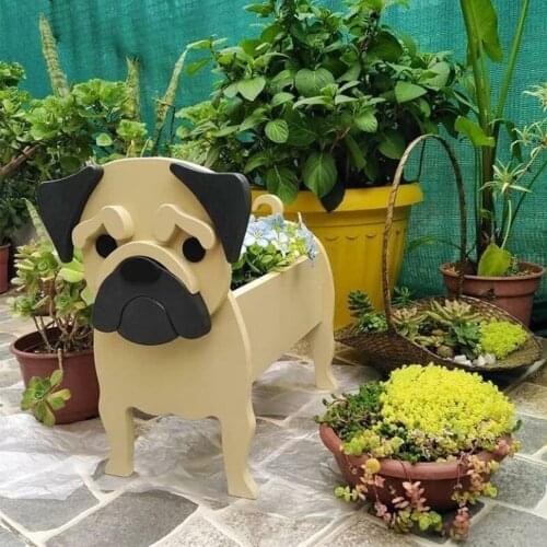 Cartoon Dogs Flower Vase Pet Puppy Potting Golden Retriever Planter Composite Wood Durable. 1pcs Desktop Garden Bonsai