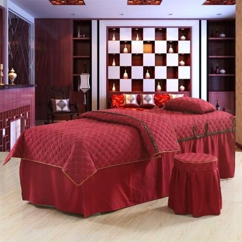 Four-piece sets cosmetology Beauty bedspreads solid color beauty salons bedspreads customized Spa Bed Bedding Set #384