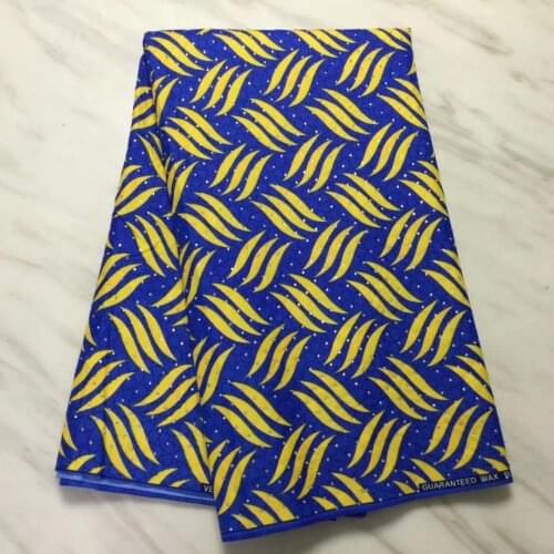 Veritable cheap ankara brocade fabric with hotfix rhinestones china 6 yards african wax prints fabric with stone for party dress