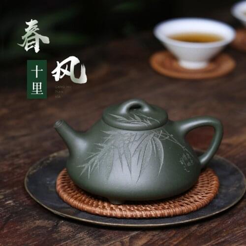 Single pot of ore smelting chlorite son gourd ladle Zhu Qianbing all hand carved stone products in the teapot