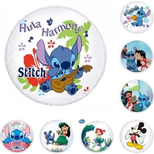 Lilo Stitch Series Mickey Microfiber Beach Towel Hawaii Swimming Bath Towel Picnic Carpet Yoga Mat with Tassel for Adults Kids