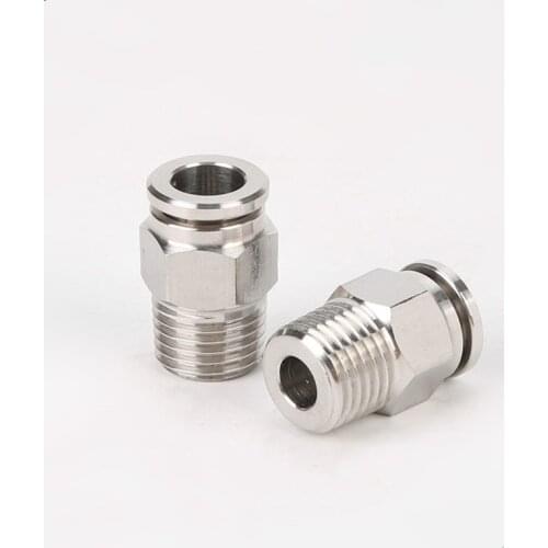 1/8" 1/4" 3/8" 1/2" BSPT Male Thread 304 Stainless Steel Pneumatic Fitting Push In Quick Connector Fit Tube 4/6/8/10/12/14/16mm