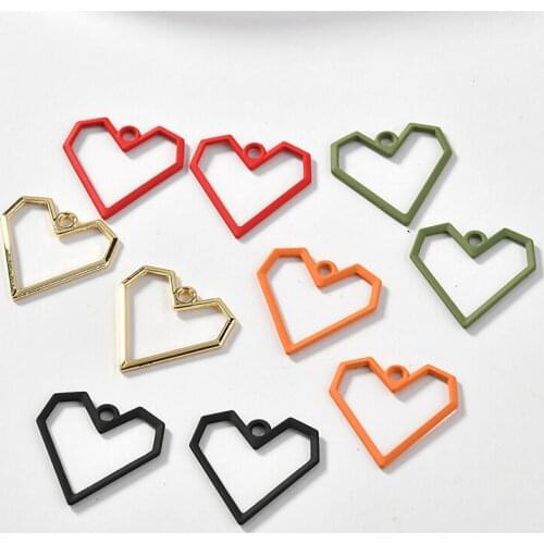 Alloy spray paint charms diy earrings/necklace pendants accessory 50pcs/lot handmade color hearts shape