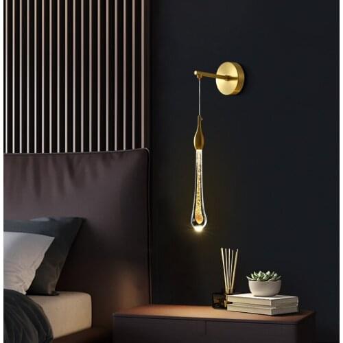 Simple modern light luxury copper wall lamp personality living room bedroom TV background wall decorative wall lamp