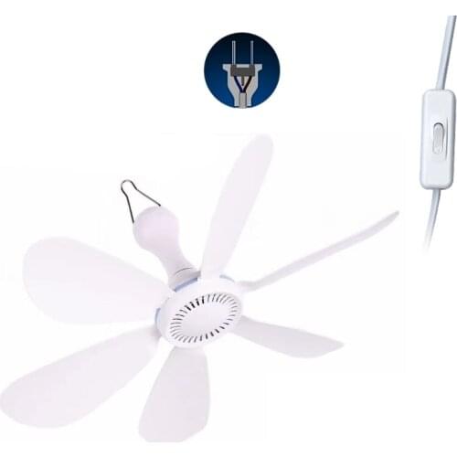 AC 220V 20W 6 Leaves One Speed 20.4in Ceiling Fan mini Fan Dormitory Hanging fan with 1.8m Power Cable On Off Switch