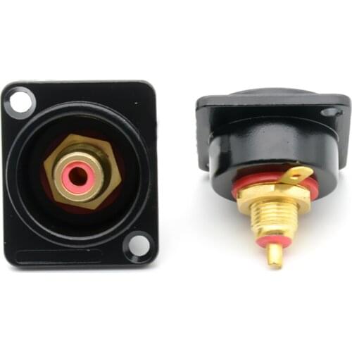 RCA D Type Female Panel Mount Chassis Socket Connector Black Female Socket 100% Brand New And High Quality RCA Connector
