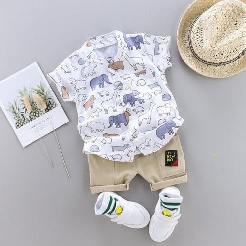 Toddler Baby Boy Shirt Suit Print Clothes Summer Hot New Kid Set Children Clothing For Baby Boys Suit For Kids Clothes