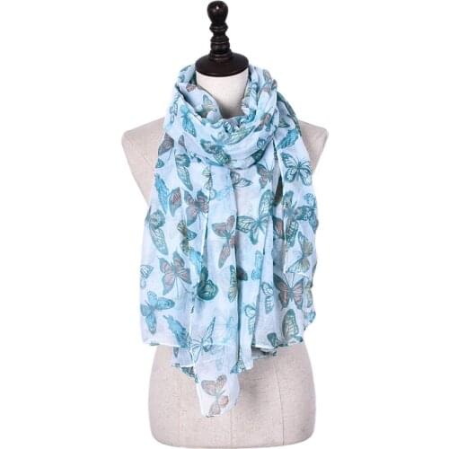 Mew Butterfly Printed Scarf Women Colorful Wing Brand Shawl Soft Viscose Pashmina Echarpe Bufands Fashion Accessories YG306
