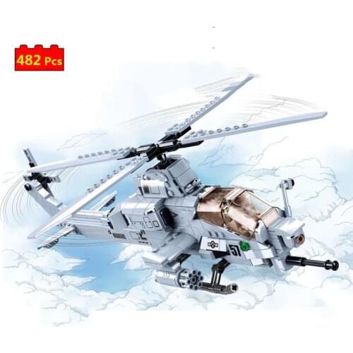 Military Series World War U.S. Air Force Armored Forces AH-1Z Viper aircraft DIY Model Building Blocks Bricks Toys Gifts