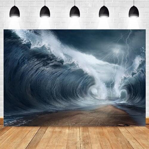 Yeele Night Sea Beach Huge Waves Background Photography Summer Spray Lightning Interior Backdrop Photophone For Photo Studio