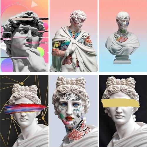 Funny Sculpture David Art Canvas Posters Graffiti Art Canvas Paintings on The Wall Modern Funny Portrait Pictures Home Decor