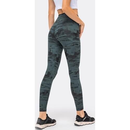 Naked Feel Printed Workout Leggings Women Squat Proof High Waist Athletic Yoga Pants Stretchy Gym Tights With Inner Pocket 25