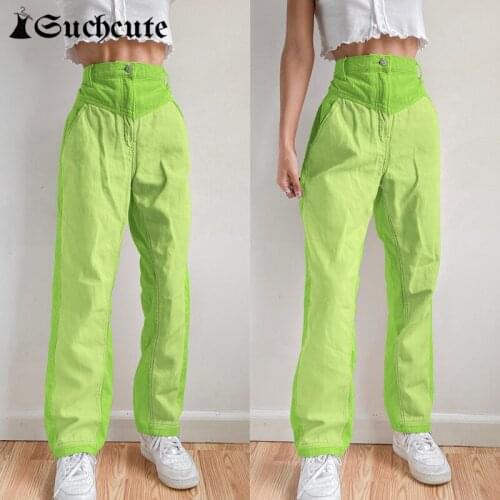 SUCHCUTE Patchwork Aesthetics Corduroy Pants High Waist Y2K Fashion Women Trousers Streetwear 90s Casual Outfits Joggers