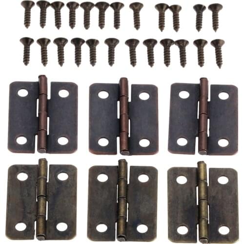 10Pcs Antique Cabinet Furniture Hinges 4 Hole Jewelry Boxes Decorative Hinge Furniture Fittings For Cabinets with Screws 25*18mm