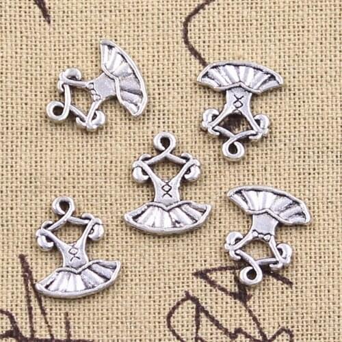 15pcs Charms Ballet Skirt Dance Cloth 15x13mm Antique Silver Color Pendants Making DIY Handmade Tibetan Finding Jewelry