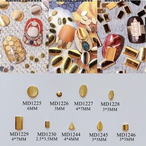 200pcs/lot Circle Oval Square Triangle Rectangle Metal Studs Rivets Nail Art Decoration Supplies Nails Accesorios Jewelry Charms