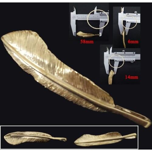 3pcs pack SOLID BRASS leaf charm2-1/4" long 1/2" wide for leather craft keychain diy pendant