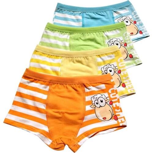 4Pcs/Lot New Kids Boys Briefs Cute Cartoon Sheep Print Baby Children Boy Cotton Boxer Briefs Soft Panties 2-10 Years Boys