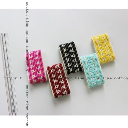 6 yards Cotton jacquard Webbing 4cm zigzag Ribbon Embroidery Colorful Trim accessory for bag/garment/homedeco 2style