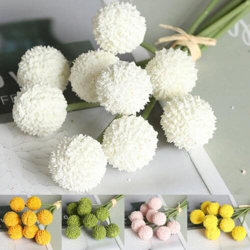 9pcs/Bouquet Artificial Flower Fake Chrysanthemum Flower Arrangement Table Decor DIY Simulation Ball Flower Bouquet Home Decor