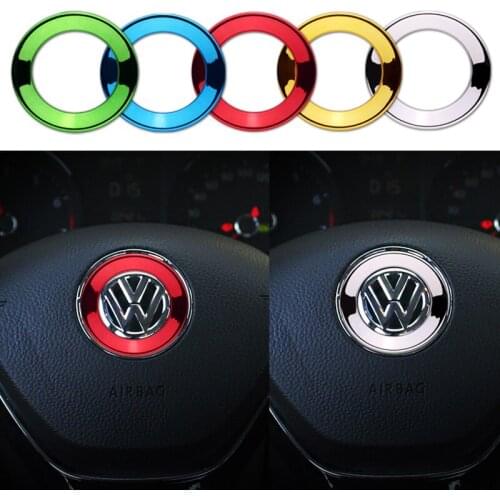 Car-styling ABS steering wheel trim decorative center emblem frame sticker accessories for Volkswagen VW BEETLE TOUAREG POLO