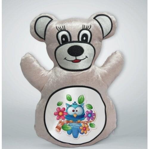 BK Gift Owl Design Cream Teddy Bear Yastık-1