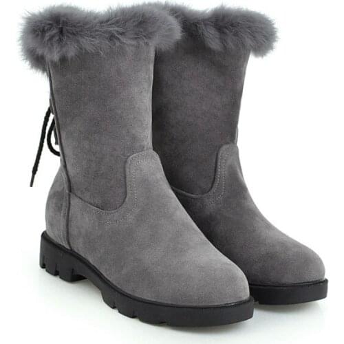 Big Size Back lace snowboots, suede, short cylinder head, flat bottom and warm cotton boots