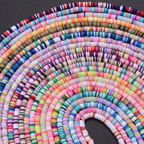 10Pcs/Lot Flat Round Handmade Round Polymer Clay Beads 5mm Chip Disk Loose Spacer Beads for Jewelry Making DIY Necklace Bracelet