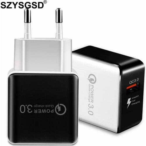 SZYSGSD QC 3.0 USB Quick Phone Charger Travel Wall Adapter 18W QC3.0 FCP Universal For Xiaomi iPhone Samsung Huawei US EU Plug