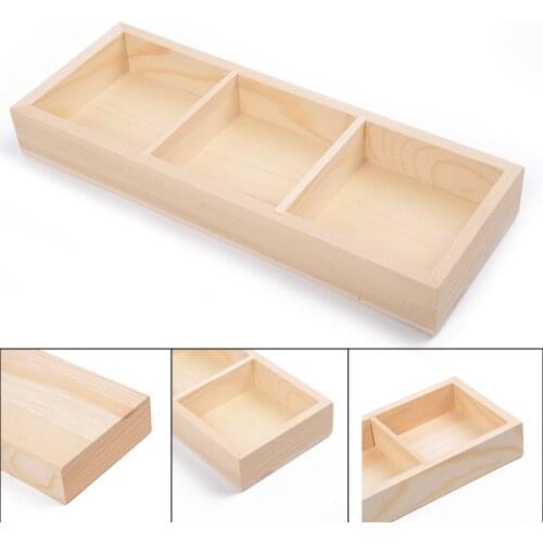 3Grids Wooden Succulent Plant Fleshy Flower Pot Box Tray Decorative Containers Flowerpot Wooden Box Bonsai Pot Rack