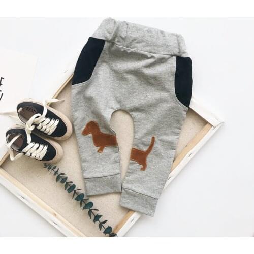 Tonytaobaby New Autumn Dress for Boys and Girls Childrens Pants Grey Puppy Childrens Wear Underpants Boys Pants