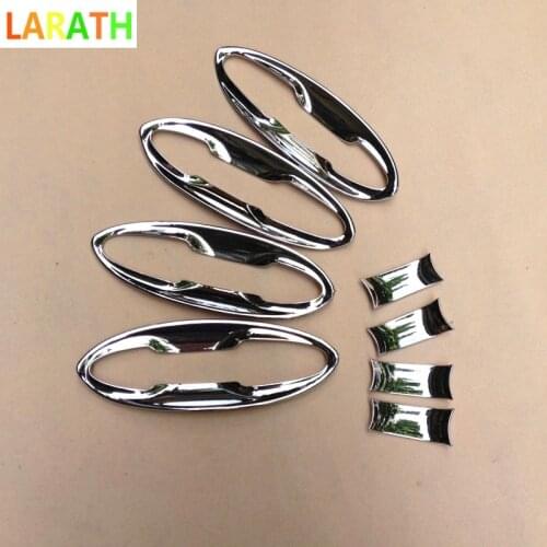 For Honda Fit jazz 2014 2015 2016 2017 car body cover detector trim ABS chrome external door Bowl stick lamp frame hoods 8pcs