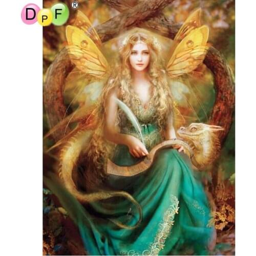 DPF 5D DIY Diamond Painting Cross Stitch Elf Woman Diamond Painting Round Diamond Painting Embroidery Mosaic Decoration Gift