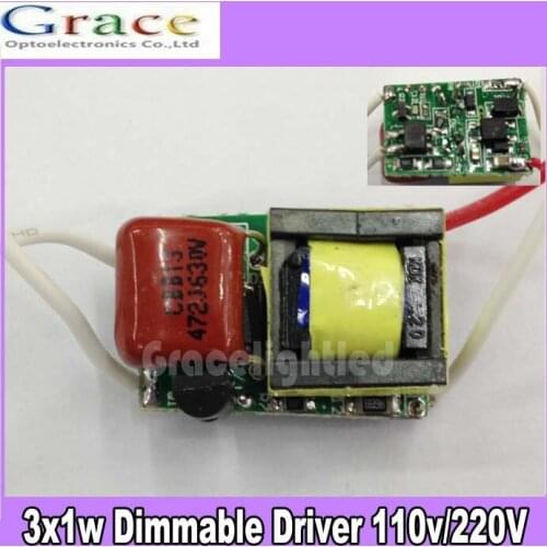 10pcs/lot 3*1W Dimmable Driver AC110v or 220v 50/60Hz led bulb power supply built-in constant current LED driver for DIY