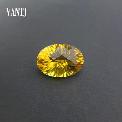 VANTJ Natural Citrine Loose Gemstone Convave Oval Cut Checkboard for Diy Jewelry Mounting Women Party Gift Wholesale