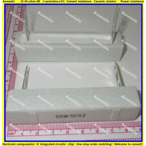 2Pcs 50W30RJ 50W 30 ohm +/- 5% Horizontal cement resistor 50W30ΩJ Cement resistance 50W30R 50W30OHM 30R Ceramic resistor plug-in