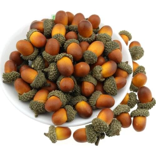 Gresorth 50pcs Artificial Acorn Brown Color Fake Acorns DIY Craft Home Party Festival Christmas Fruit Decoration