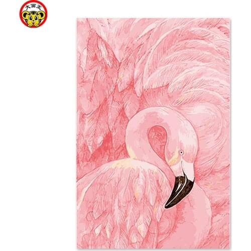 Painting by numbers art paint by number hand finished work gift Pink Flamingo pictures by the numbers of the girl paintings wi