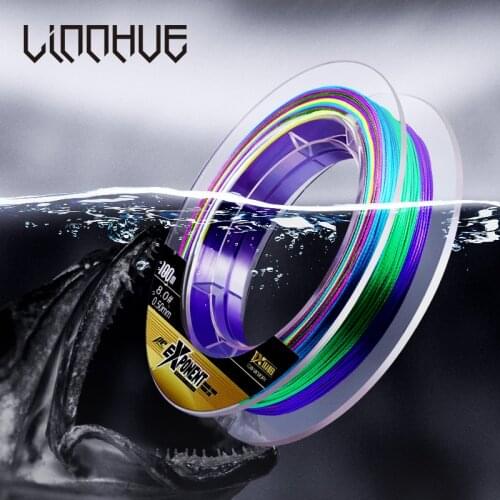 LINNHU Multicolor W8 W4 PE Braided Fishing Line 100m 150m 4/8 strands Japan Multifilament Super Power PE Line 0.4/0.6/0.8/5/6/8