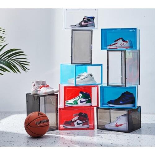 1PCS Japanese-style Magnetic Transparent Dustproof Sneaker Box Large Plastic Acrylic Sneaker Storage Box Thickened Shoe BoxLB577