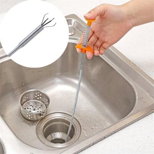 Metal wire Drain Cleaner Sticks Clog Remover Cleaning claw Tools 80cm Spring Pipe Dredging Tools Household for Kitchen Sink
